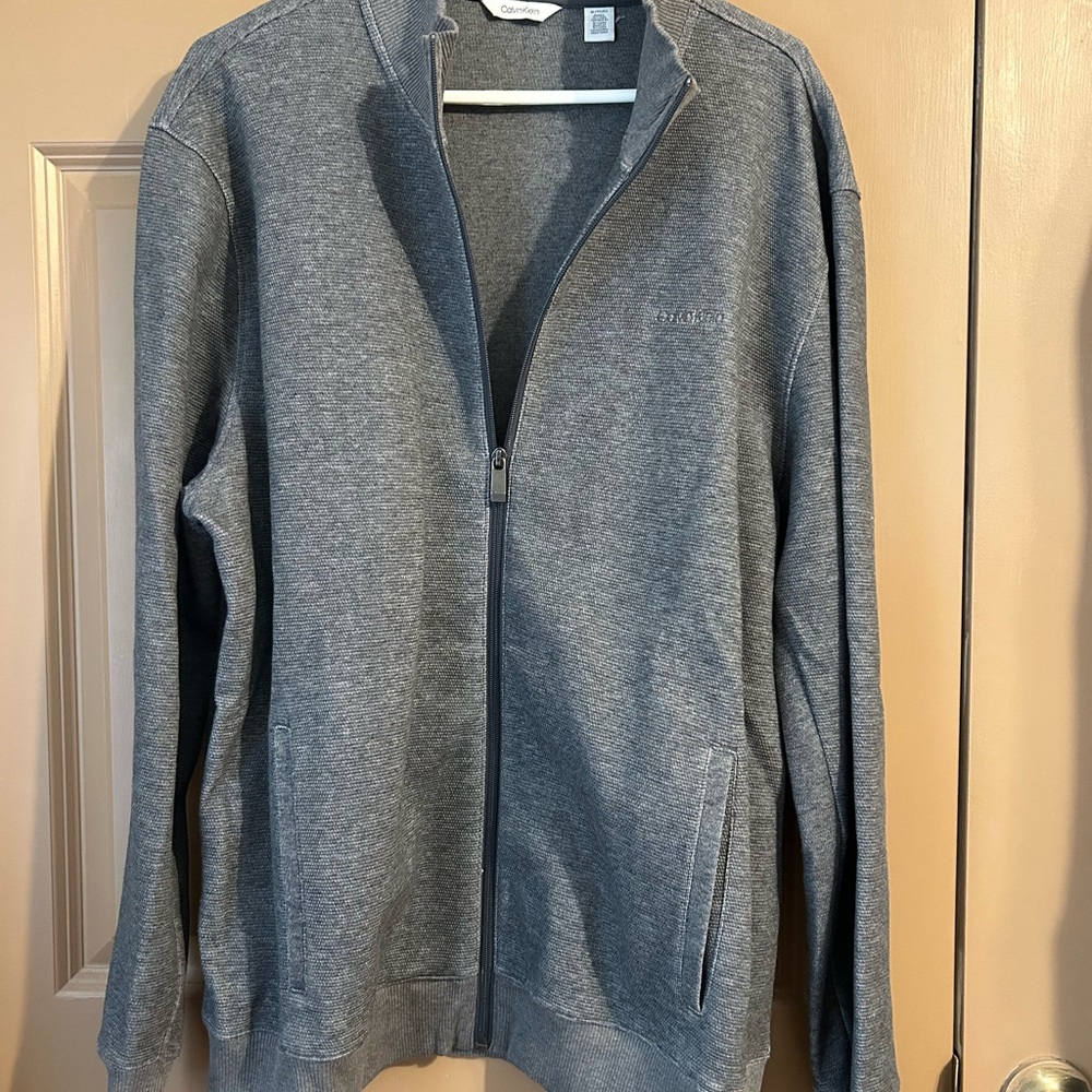 Calvin Klein Men's Charcoal Gray Lightweight Full-Zip Jacket